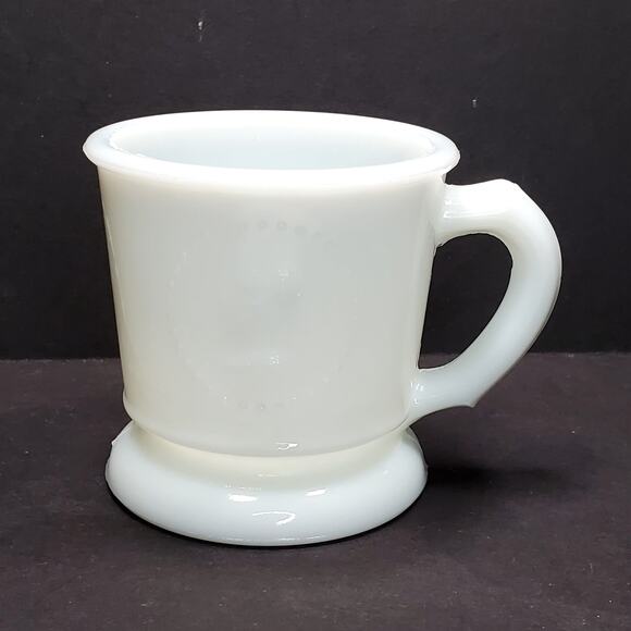 EAPG Atterbury & Co Medallion Milk Glass Footed Shaving Mug Decorative Vtg - Picture 1 of 13